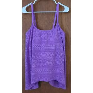 Purple Women Tankini Swimsuit Top Only Lace Overlay Style Size XL No Bottom